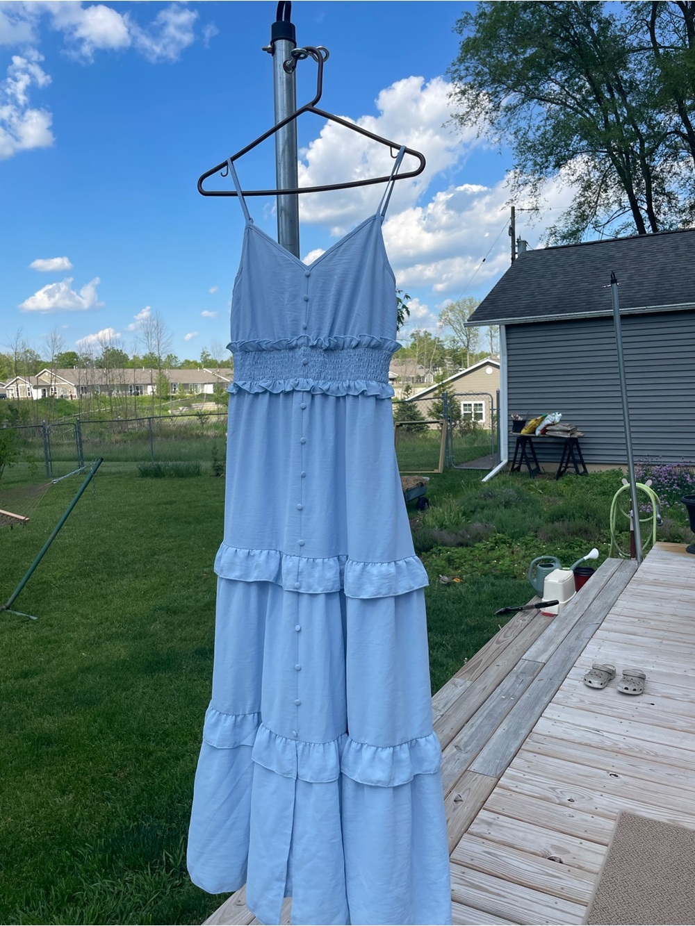 Simple Light Blue Ruffle Tiered Maxi Dress - Picture 4 of 4